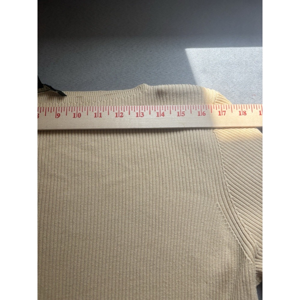 VTG 90s Lauren Ralph Lauren Womens Ribbed Boatneck Sweater 2XL Neutral Cotton - Picture 8 of 12